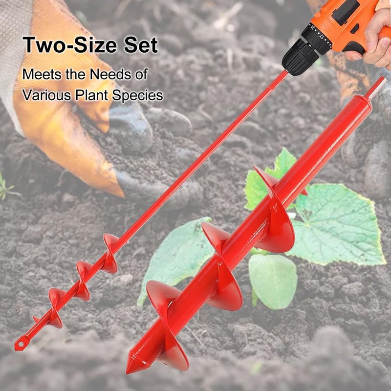 MAXCCINO Auger Drill Bit for Planting Set of 2, Garden Ground Earth Spiral Drill Bit for 3/8" Hex Drive Drill, for Post Hole Digger Bulb Bedding Digging Plant Rapid Planter - Image 3